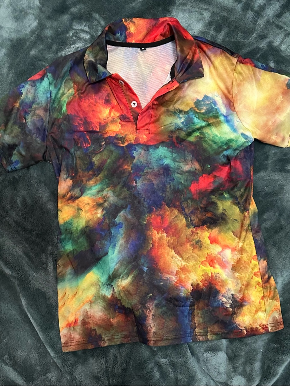 Multicolor Nebula Print Polo Shirt